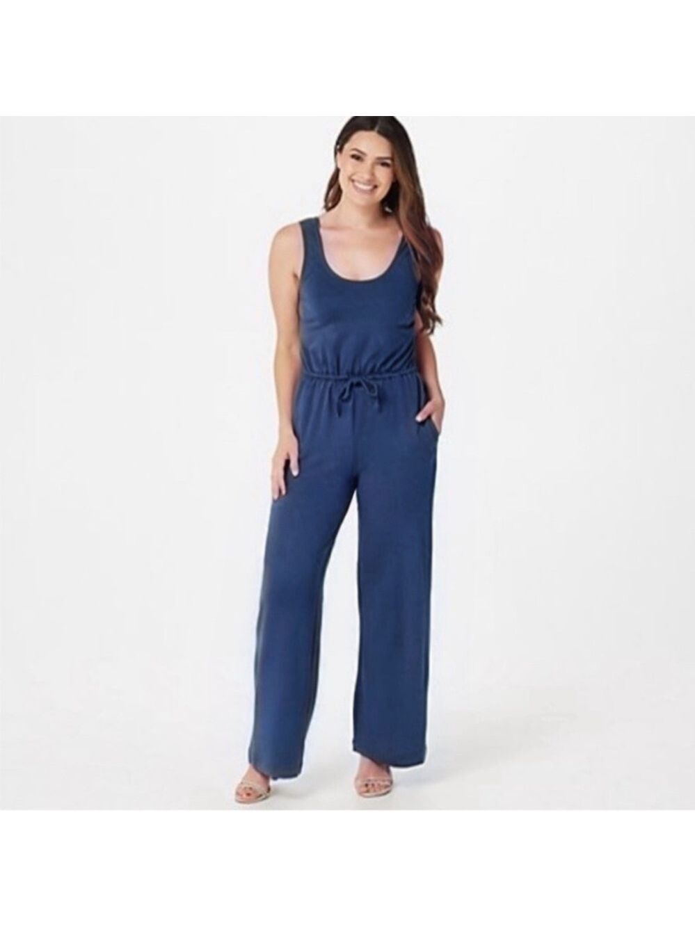 Barefoot Dreams Malibu Collection Luxe Collection Wide Leg Jumpsuit in Indigo